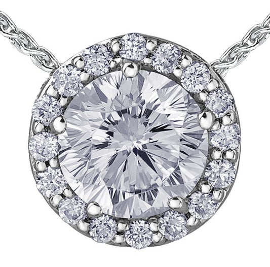 9ct White Gold Diamond Cluster Slider Pendant with Chain