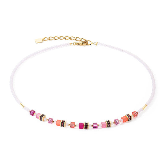 Fushia, Pink and Orange Beaded Necklace