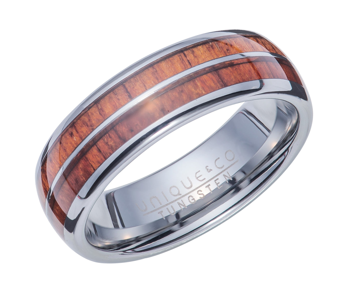 Tungsten Wooden Double Row Ring