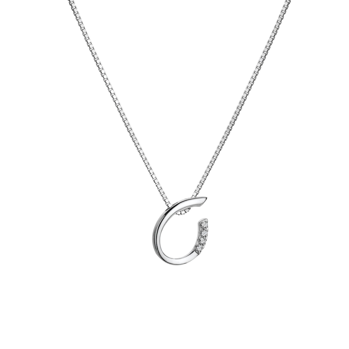 Silver Open Teardrop Diamond Pendant with Chain