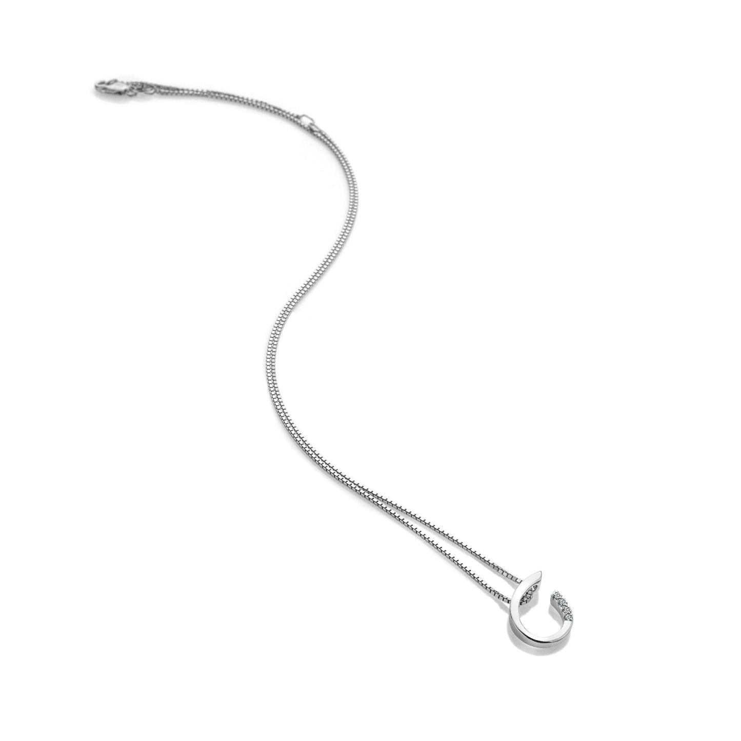 Silver Open Teardrop Diamond Pendant with Chain