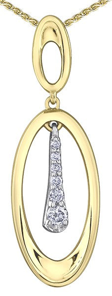 9ct Yellow Gold and Diamond Oval Pendant with Chain