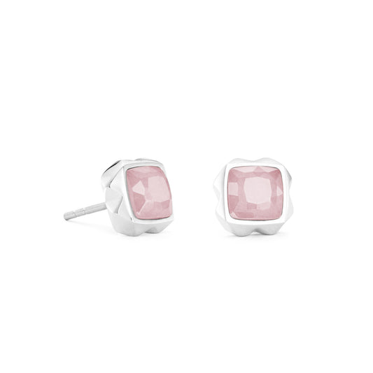 Square Rose Quartz silver-pink Earrings