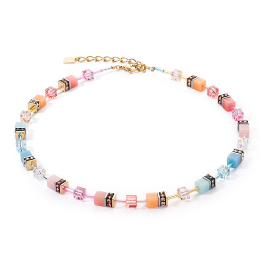 Geocube Iconic necklace aqua-apricot