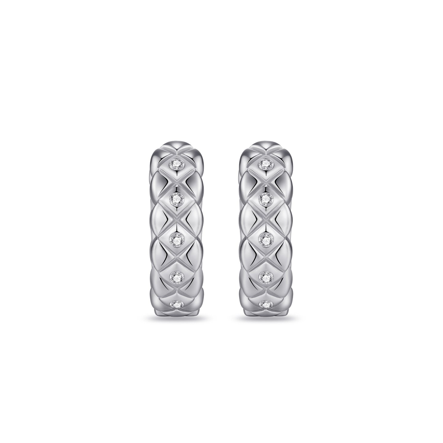 Silver Quilted Sparkly Hoops