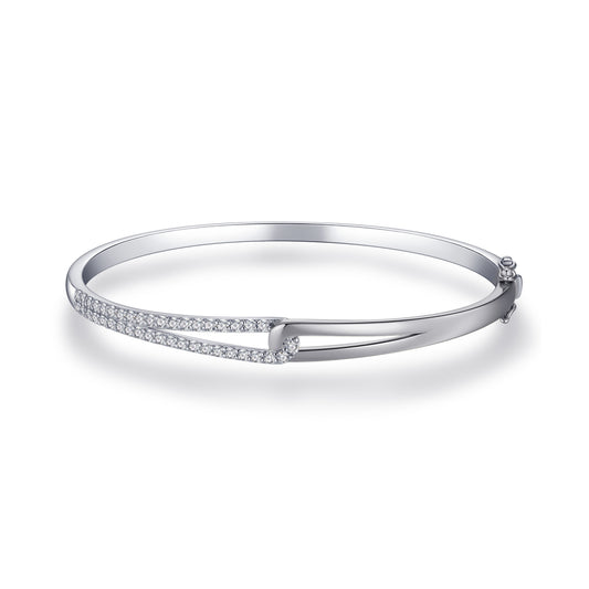 Silver Entwined Sparkly Bangle