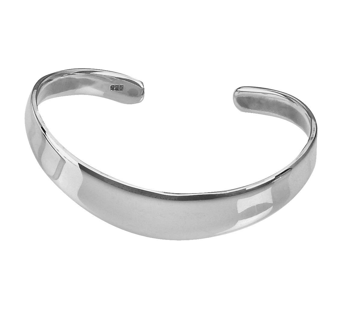 Silver Plain Curved Cuff Bangle