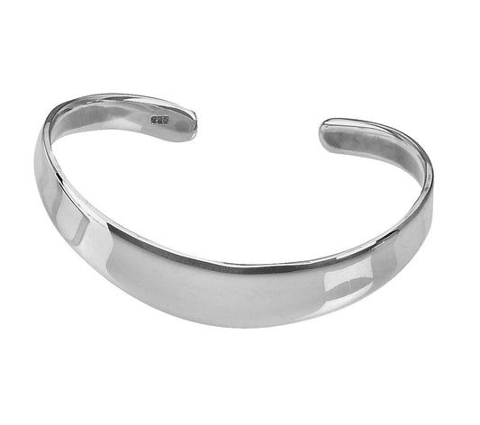 Silver Plain Curved Cuff Bangle