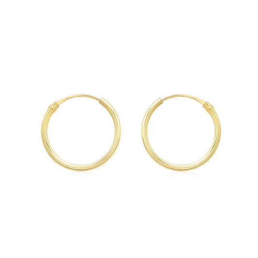 9ct Yellow Gold 13mm Sleeper Hoop Earrings