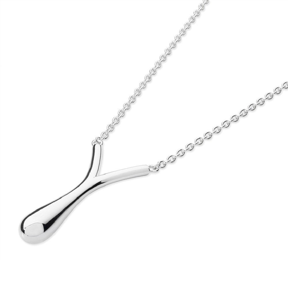 Silver V Drop Pendant with Chain