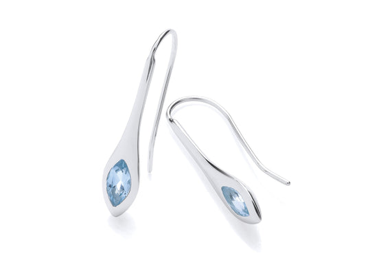 Sterling Silver Drop Marquise Blue Topaz Earrings