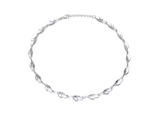 Delicate Sterling Silver Leaf Design Chain Necklace