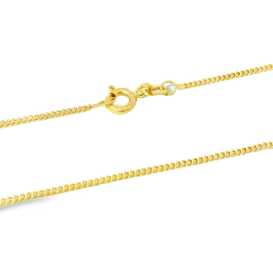 18" 9ct Yellow Gold 1.3mm Curb Chain