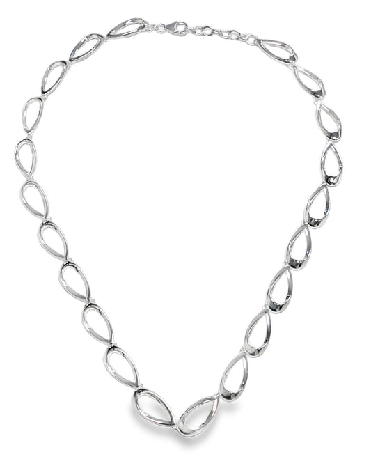 Sterling Silver Teardrop Link Chain Necklace