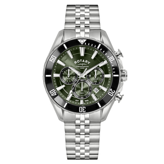 Stainless Steel Green Chronograph Dial Watch
