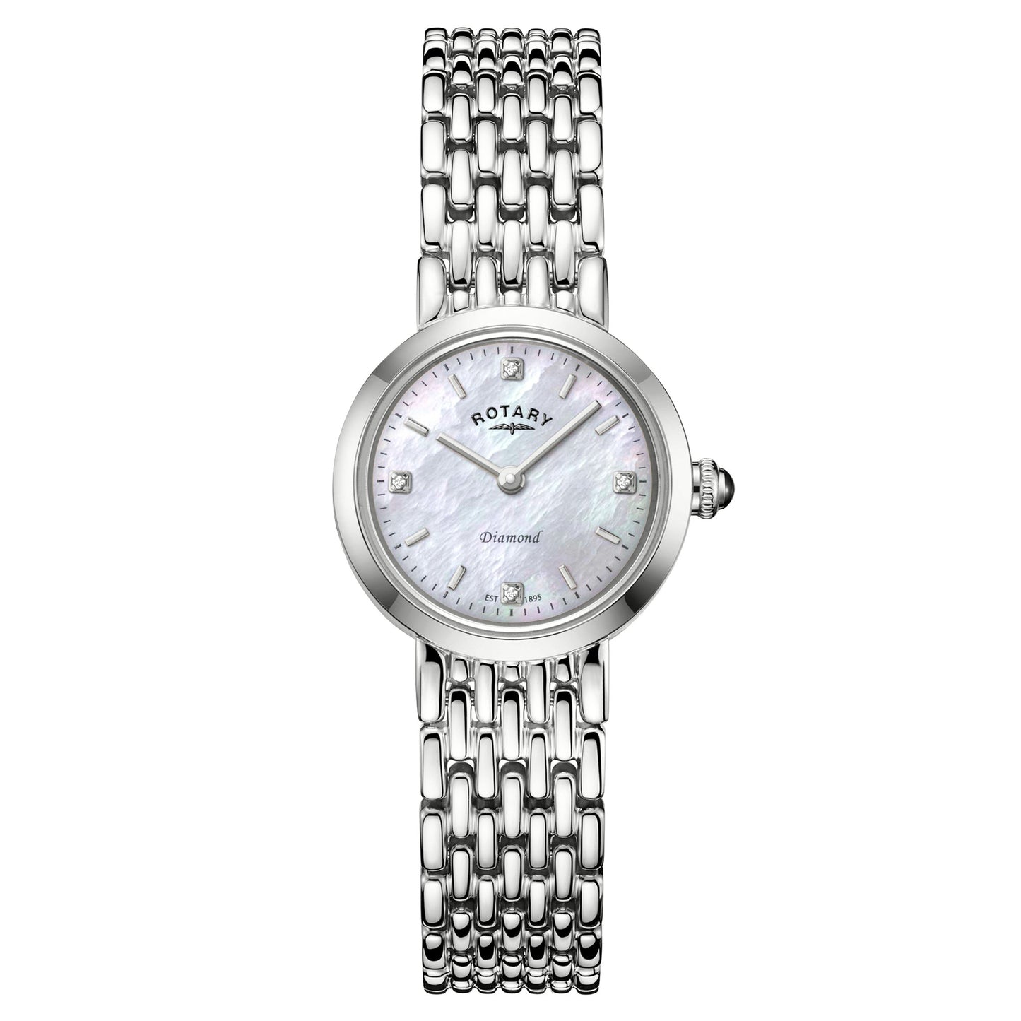 Stainless Steel Mother of Pearl and Diamond Watch