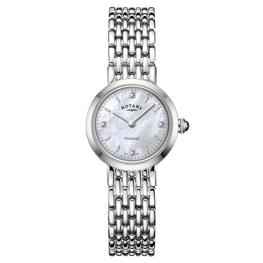 Stainless Steel Mother of Pearl and Diamond Watch