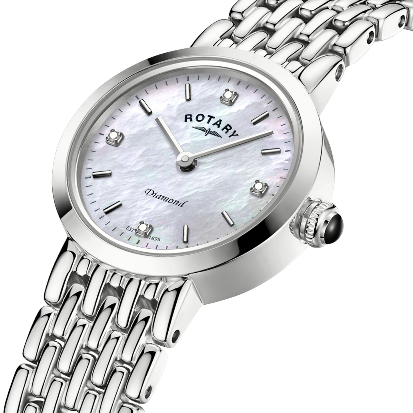 Stainless Steel Mother of Pearl and Diamond Watch