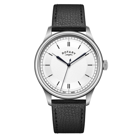 Stainless Steel Silver Colour Dial With Black Laether Strap