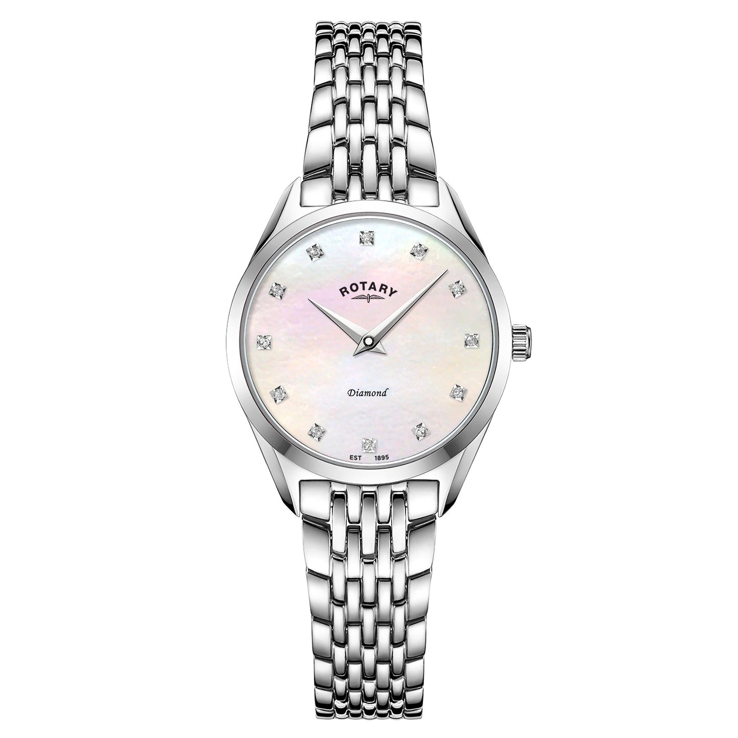 Stainless Steel Numbered, Mother of Pearl and Diamond Dial Bracelet Watch