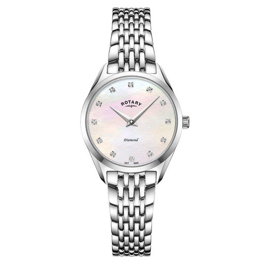 Stainless Steel Numbered, Mother of Pearl and Diamond Dial Bracelet Watch