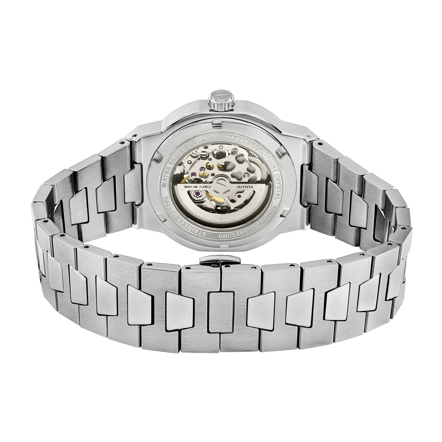 Brushed Stainless Steel Skeletal Automatic Watch
