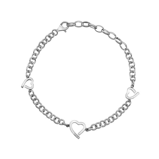Silver Chain Triple Heart Bracelet