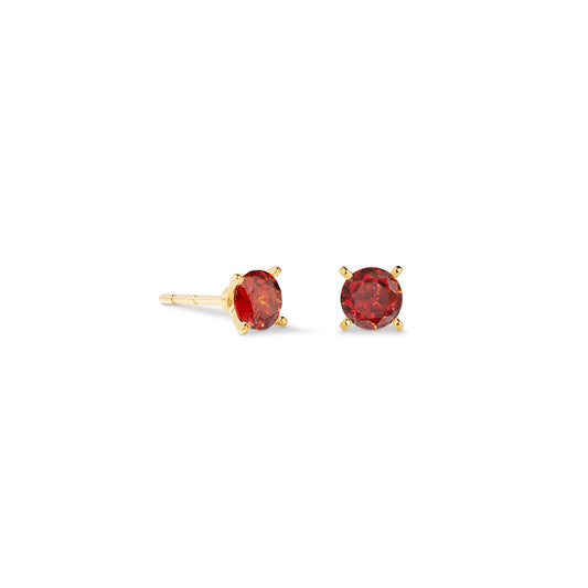 Stud earrings Glam Dot 5 mm gold-red
