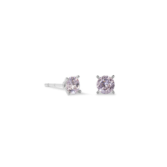 Stud earrings Glam Dot 5 mm silver-pink