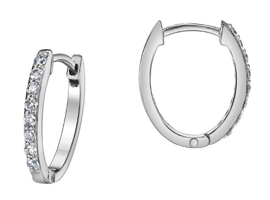 Diamond-Lined White Gold Hoop Earrings