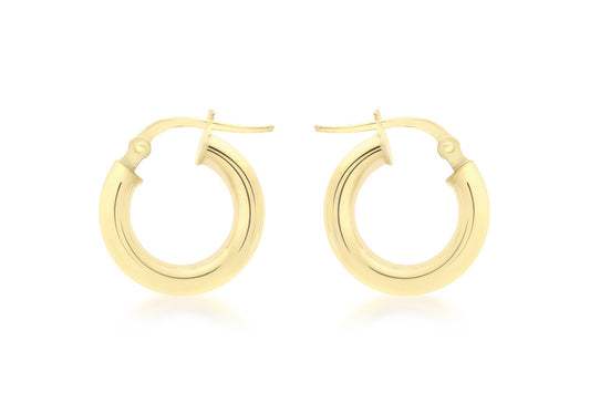 9ct Yellow Gold  Round 15mm Polished Hoop Creole Earrings