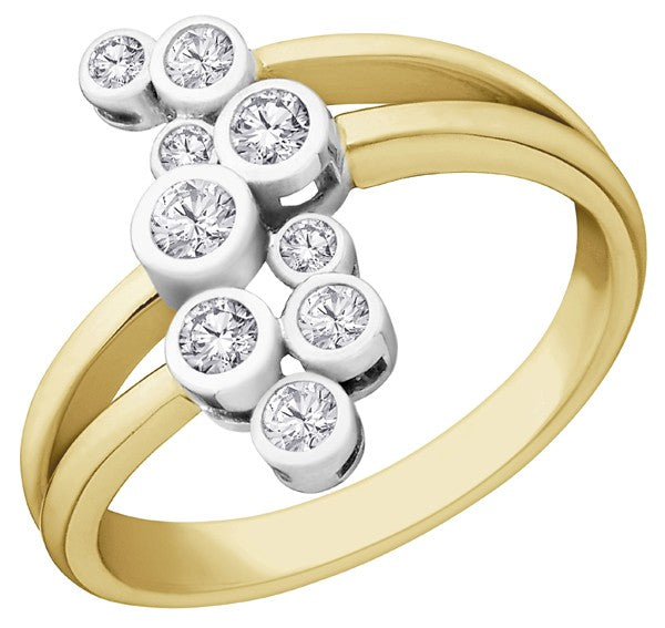 9ct Yellow Gold Diamond Multi Bobble Ring
