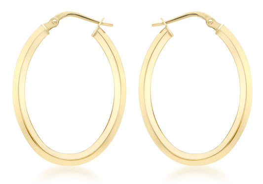 9ct Yellow Gold 23mm x 30mm Oval Creole Earrings