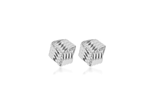 9ct White Gold 8mm Ribbed Knot Stud Earrings
