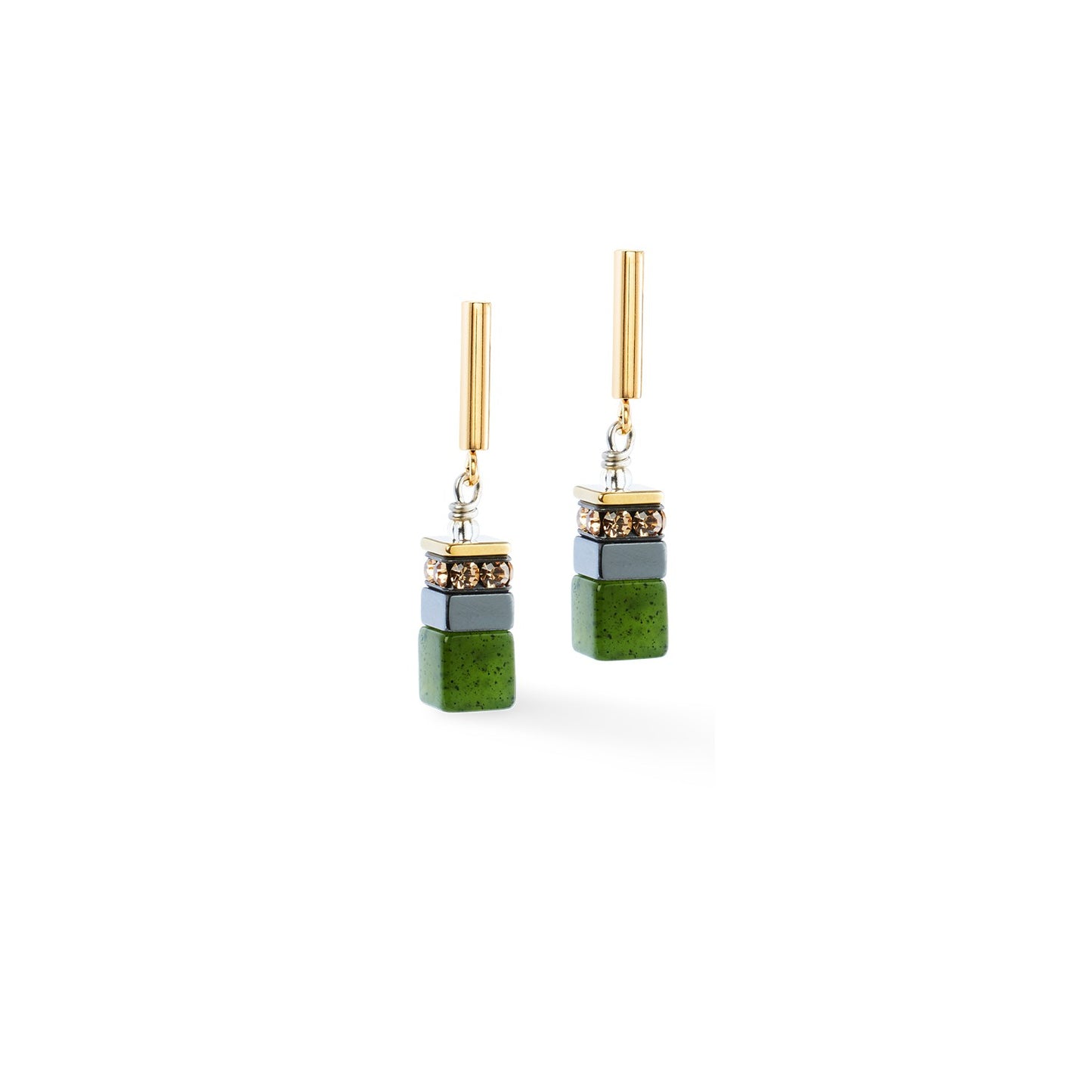 Geocube Precious Motion earrings Forest Light gold