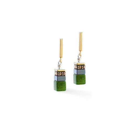 Geocube Precious Motion earrings Forest Light gold