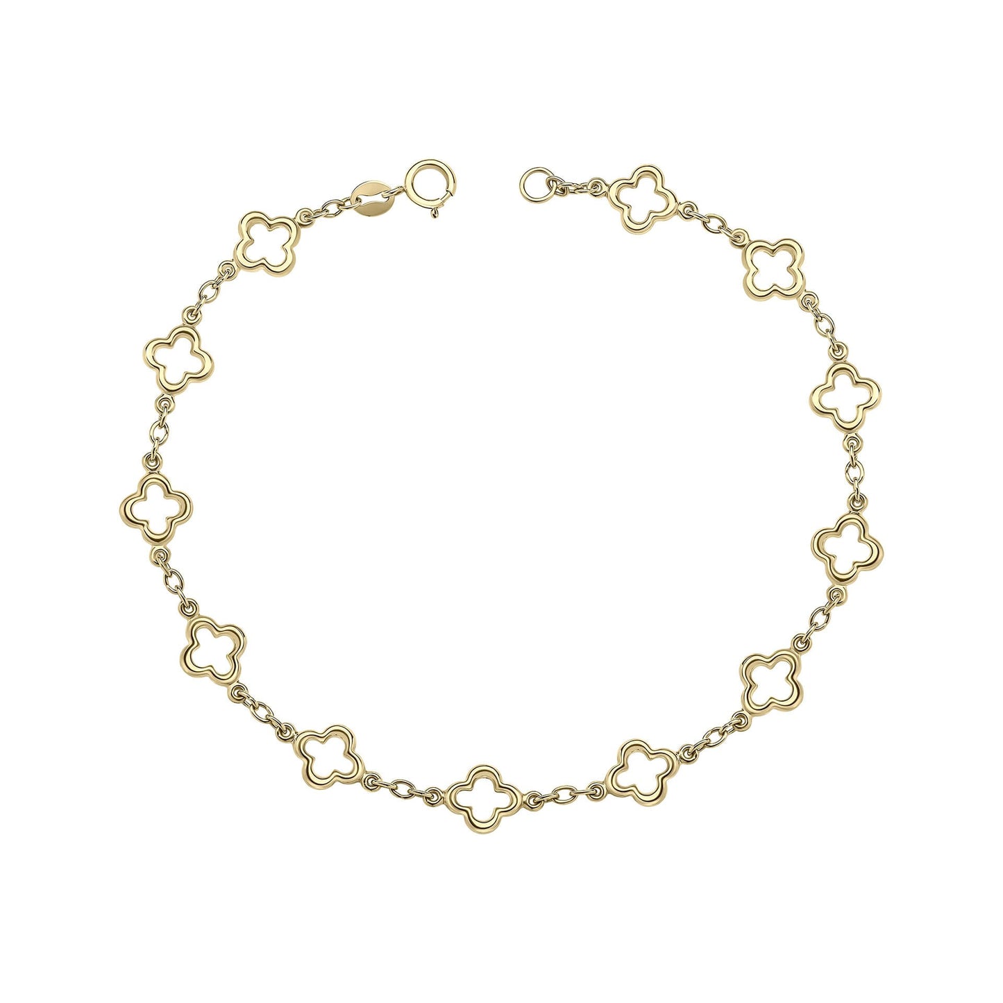 9ct Yellow Gold Clover Link Bracelet