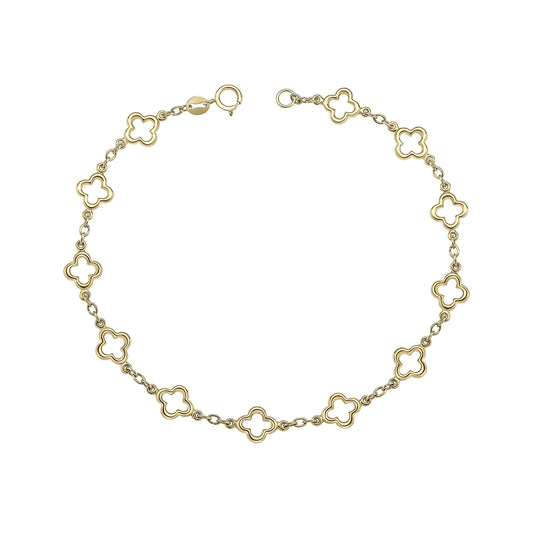 9ct Yellow Gold Clover Link Bracelet