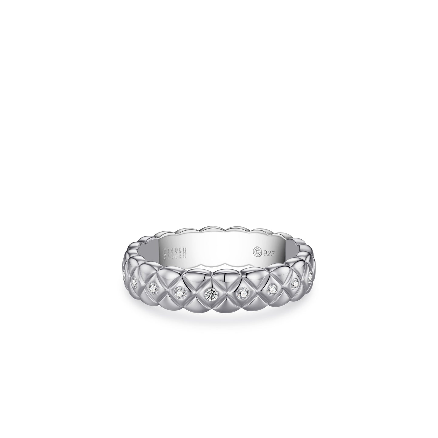 Silver Quilted Cubic Zirconia Ring