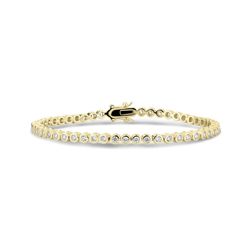 Gold Plated Bezel Set Cubic Zirconia Tennis Bracelet