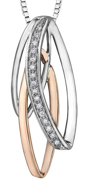 Two-Tone 9ct White and Rose Gold Interlocking Diamond Pendant with Chain