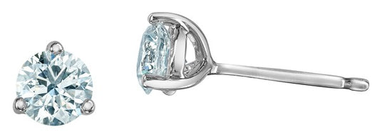 9ct White Gold Three Claw Lab Grown Diamond Stud Earrings 0.75ct