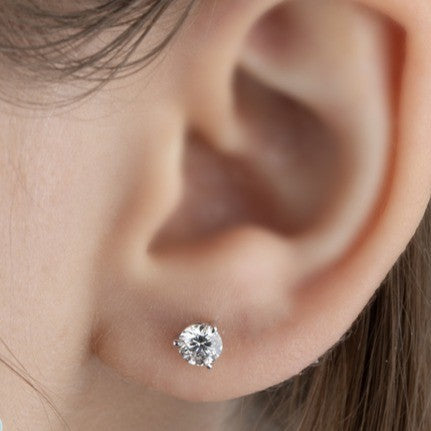 9ct White Gold Three Claw Lab Grown Diamond Stud Earrings 0.75ct