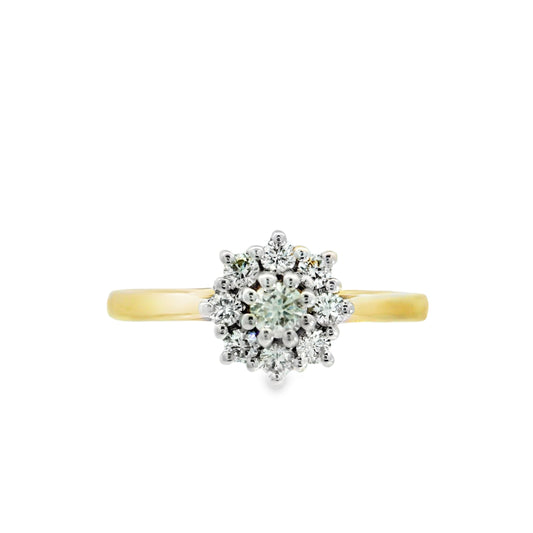 9ct Yellow Gold Cluster Diamond Ring