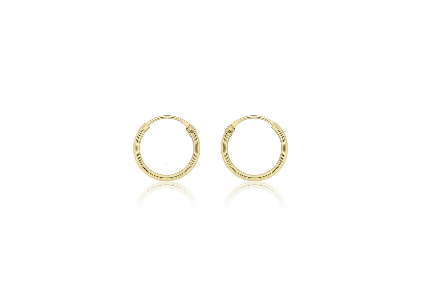 9ct Yellow Gold 10.5mm Sleeper Hoop Earrings