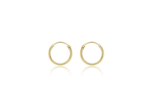 9ct Yellow Gold 10.5mm Sleeper Hoop Earrings