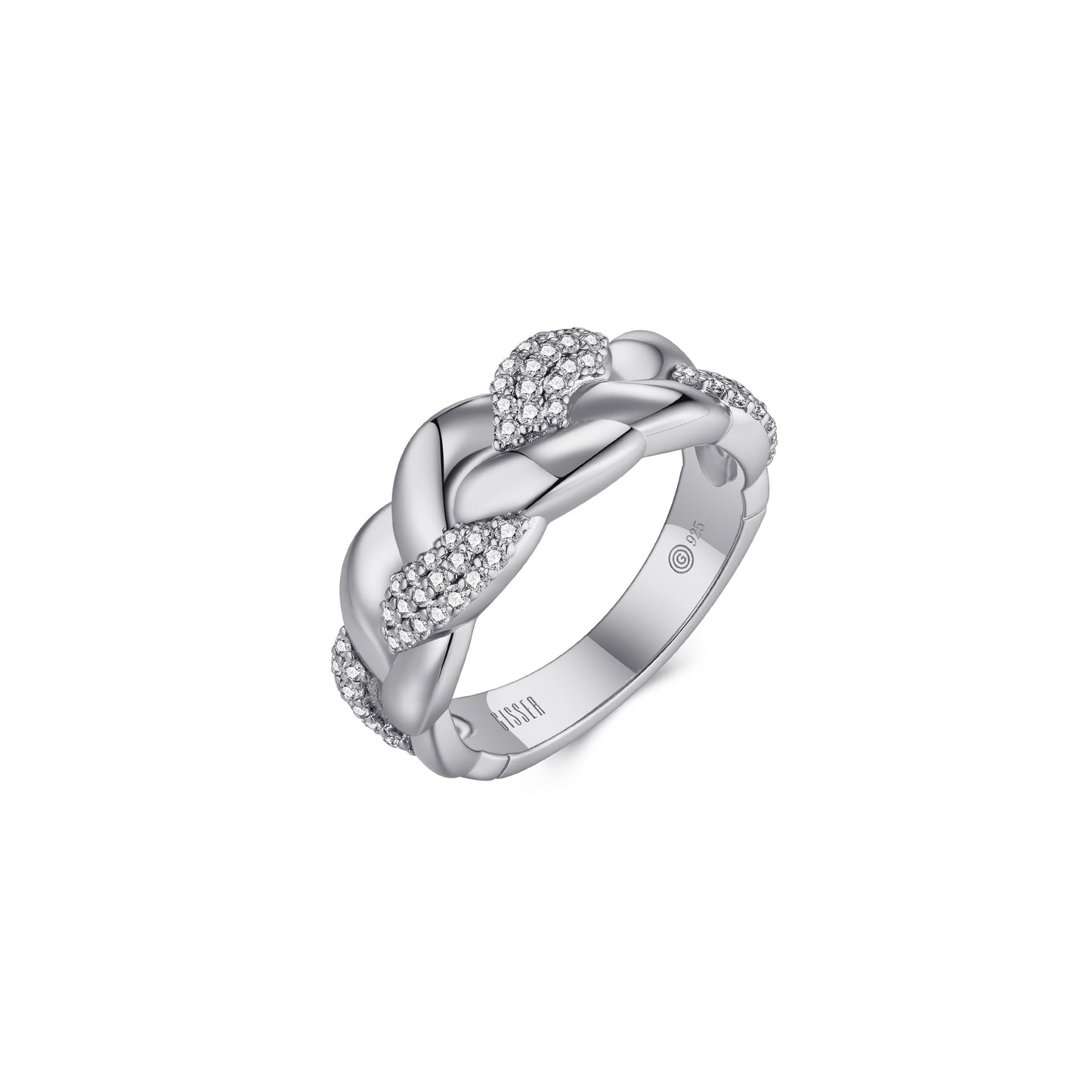 Silver Stone Set Braided Ring