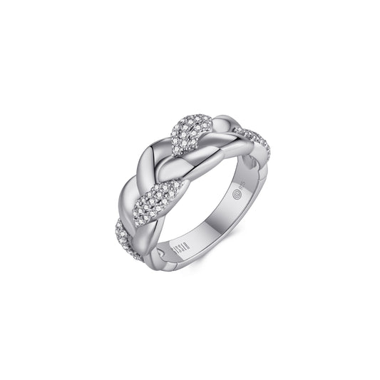 Silver Stone Set Braided Ring