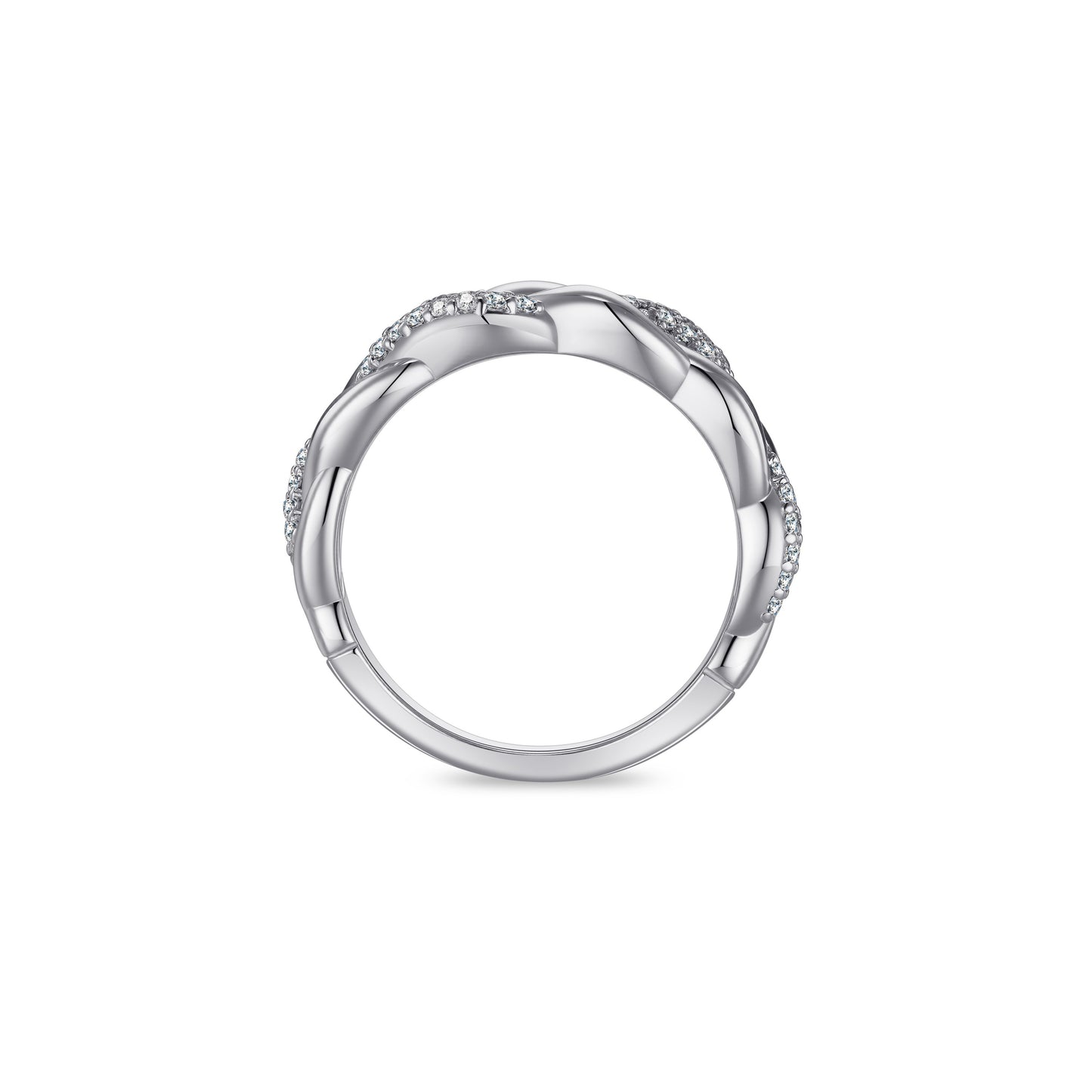 Silver Stone Set Braided Ring