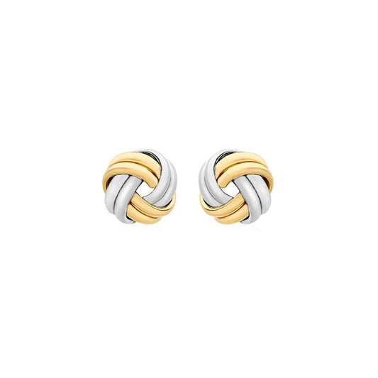9ct 2-Colour Gold 8.5mm Double-Knot Stud Earrings